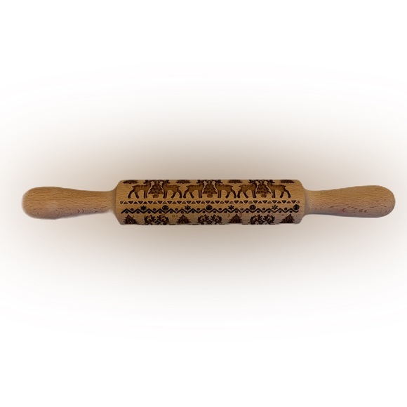Wooden embossing rolling pin Reindeer, Christmas - Picture 7 of 7